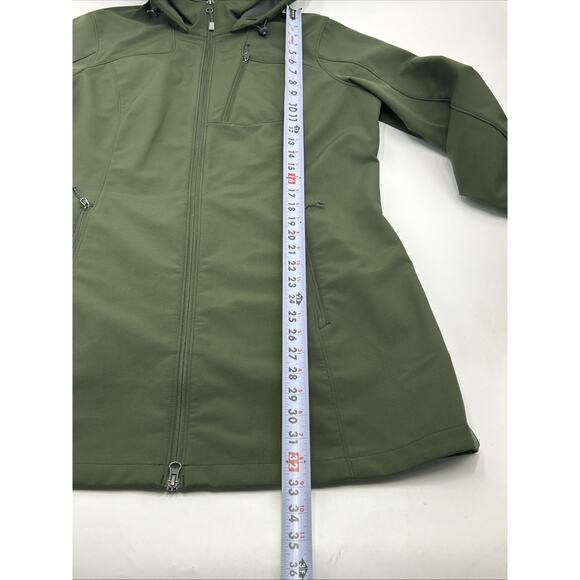 EDDIE BAUER Womens Jacket Green COAT Hooded Fleece Lined Full Zip Size XL - Picture 4 of 11
